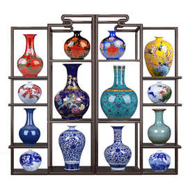 陶瓷器花瓶摆件客厅插花干花仿古中式家居电视柜装饰品瓷瓶