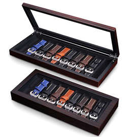 木制表带收纳箱，可容纳10个表带，带真正玻璃窗的储物箱，男女皆