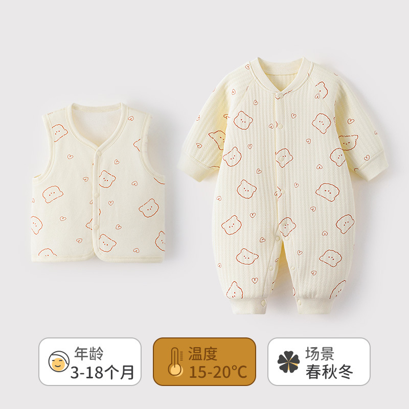 Ropa de otoño e invierno para bebés, monos de algodón puro para bebés, peleles cálidos y adorables de algodón acolchado para niños y niñas, mamelucos para recién nacidos.