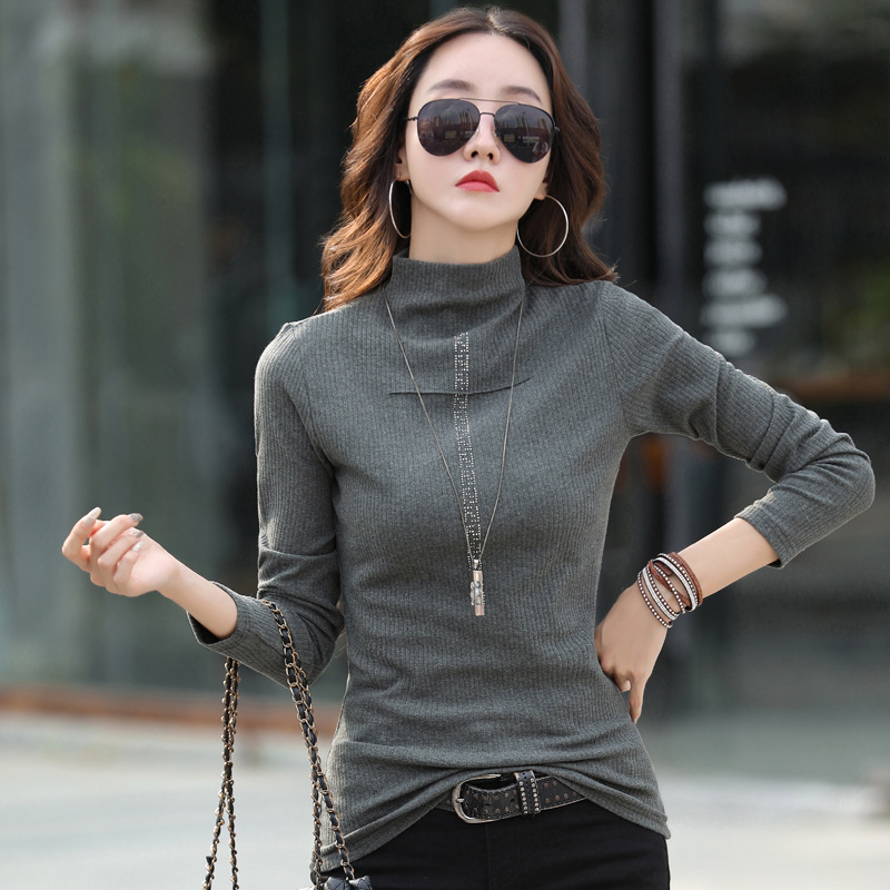 Women's Sweater All-match Gentle Slim-fit Knitted Top Fried Street Age-reducing Long-sleeved T-shirt Half-high Collar Heating Base Shirt Women's Sweater All-match Gentle Slim-fit Knitted Top Fried Street Age-reducing Long-sleeved T-shirt Half-high Collar Heating Base Shirt