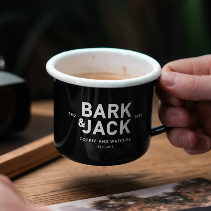 出口欧美简约双色个性送礼食品级金属搪瓷马克杯金属口杯搪瓷杯