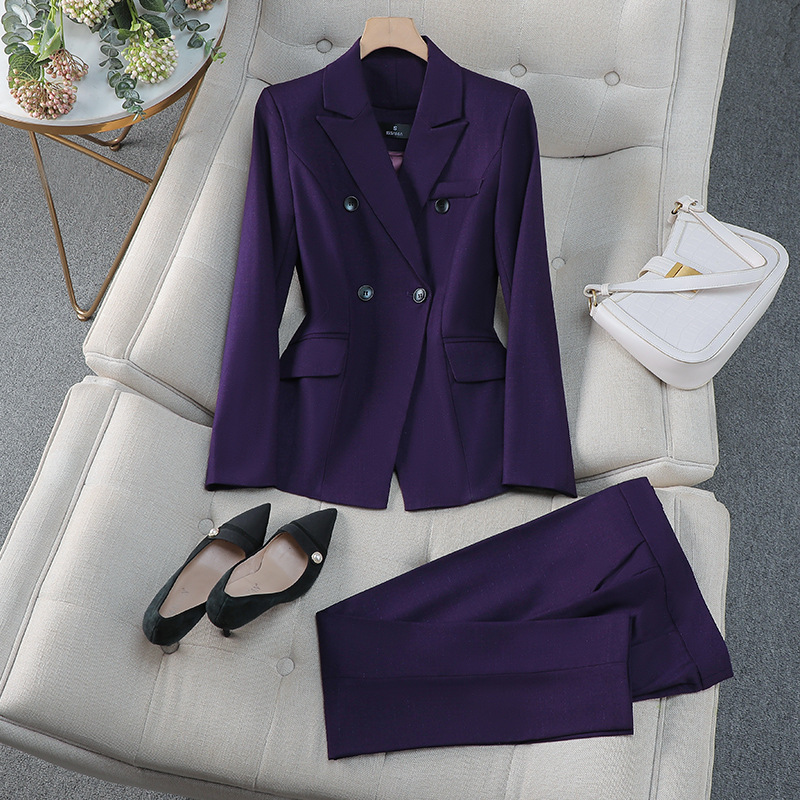 Purple Suit Jacket Women's 2025 Spring and Autumn High-end Korean Style Temperament Goddess Fan Professional Dress Manager Work Clothes Purple Suit Jacket Women's 2025 Spring and Autumn High-end Korean Style Temperament Goddess Fan Professional Dress Manager Work Clothes