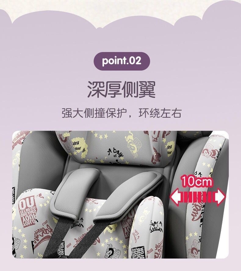 Child Safety Seat for Car, Simple and Convenient, Suitable for Babies Aged 9 Months to 12 Years, Charming Gray and Pure Black