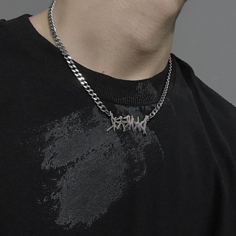 Necklace dark punk style personality hip hop titanium steel thorn letter ins cold style niche design clavicle chain fashion Necklace dark punk style personality hip hop titanium steel thorn letter ins cold style niche design clavicle chain fashion