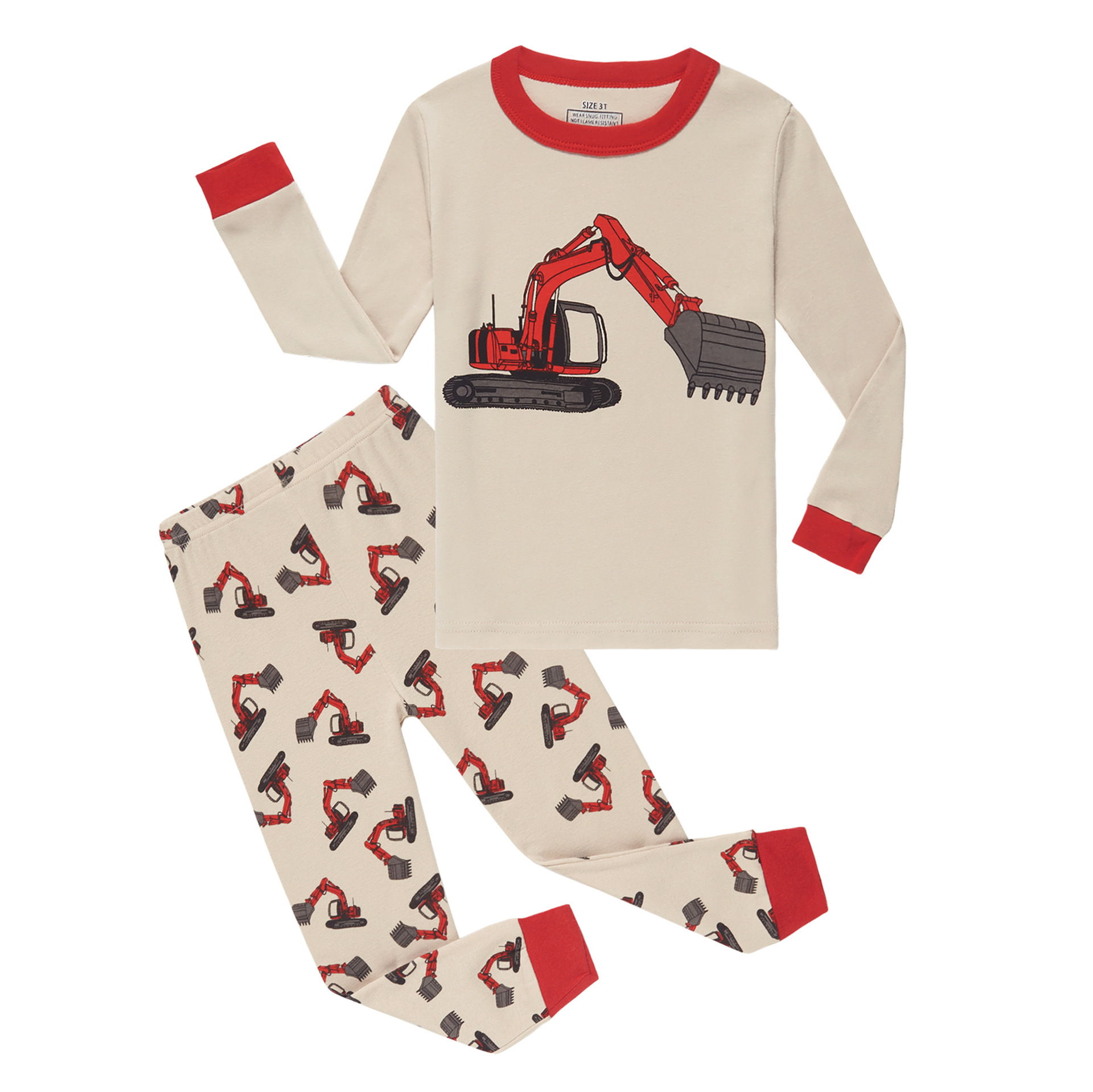 European and American Children's Clothing, Home Clothes, Pajamas, Excavators, Long Clothes and Pants, Moisture-Wicking and Sweat-Absorbing Sets, Exclusive for Amazon