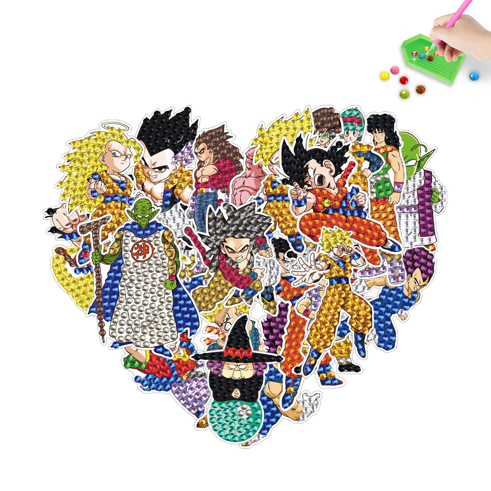 En stock DIY diamante pintura libre pegatinas de dibujos animados Dragon Ball wukong pegatinas de pared pegatinas hechas a mano cristal brillante diamante