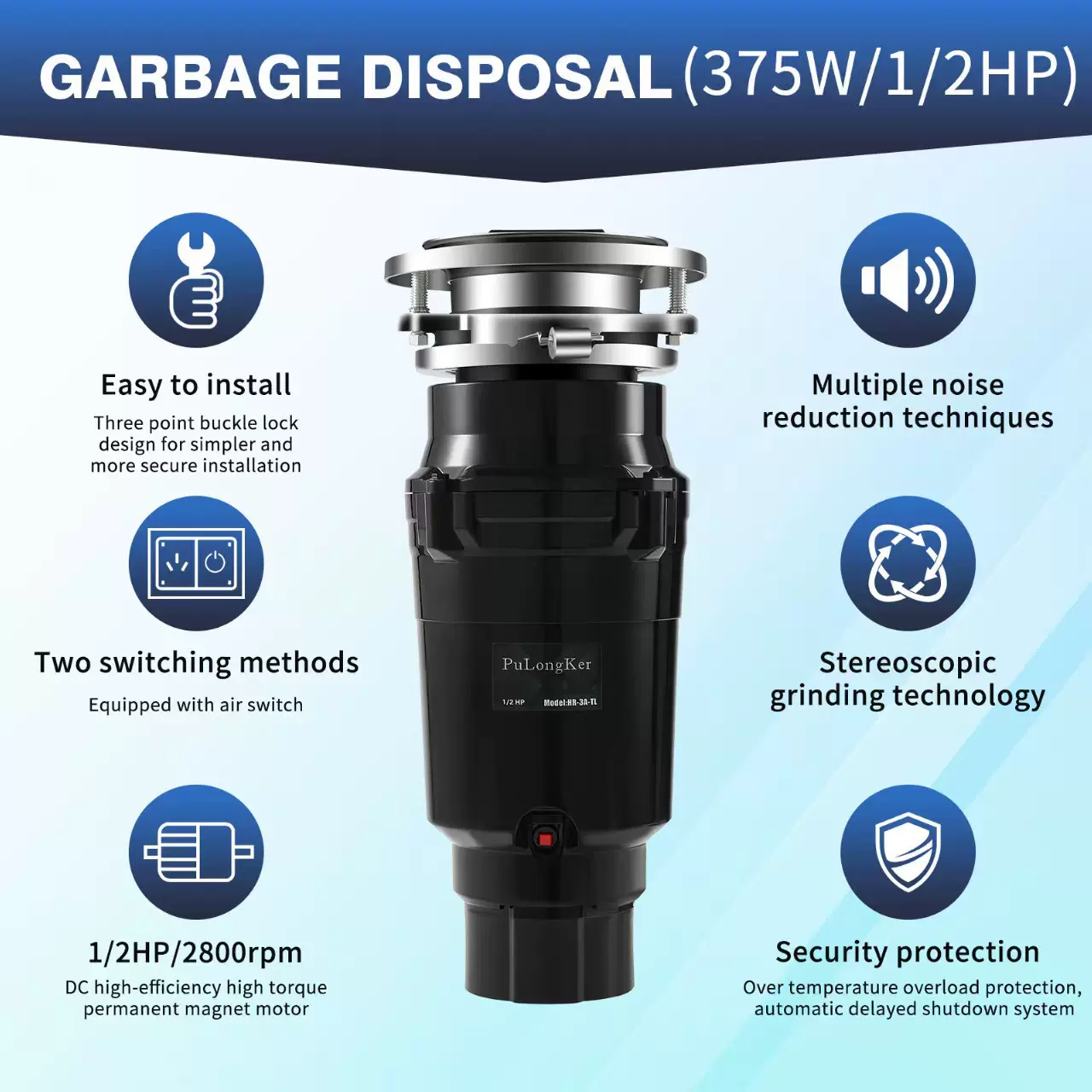 垃圾处理器厨房下水道厨余食物家用粉碎机生活垃圾处理机现货批发