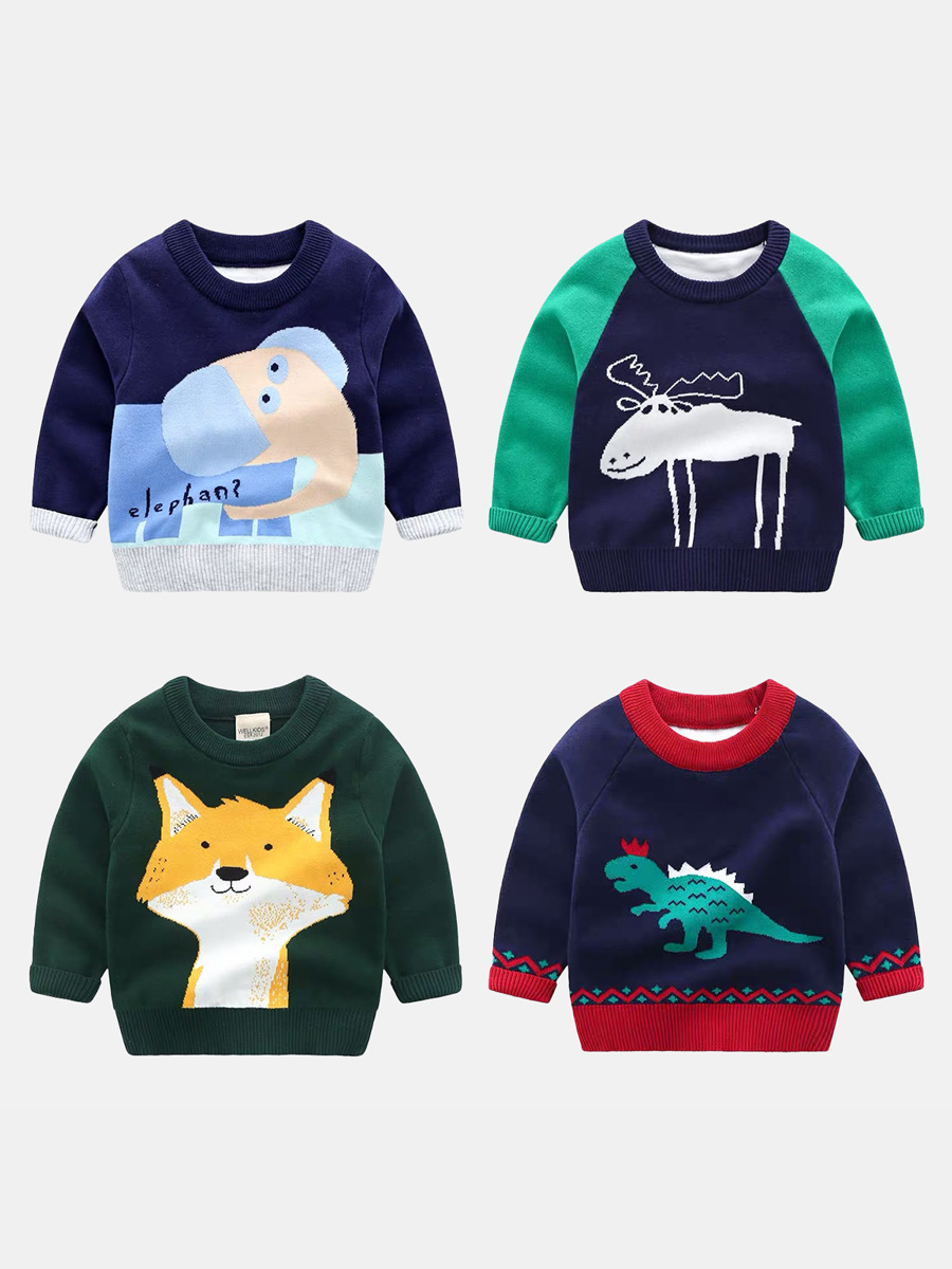 children's woolen cartoon base body-friendly sweater for boys