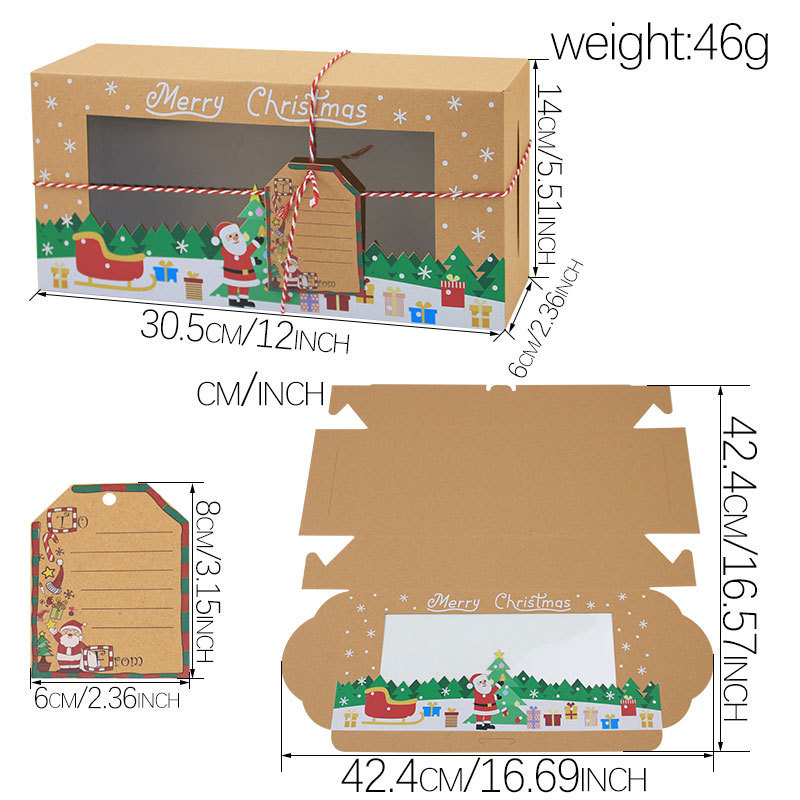 クロスボーダーテムクリスマス新しいクラフト紙ビスケットボックス pvc ウィンドウキャンディボックスクリエイティブクリスマスギフト紙箱|undefined