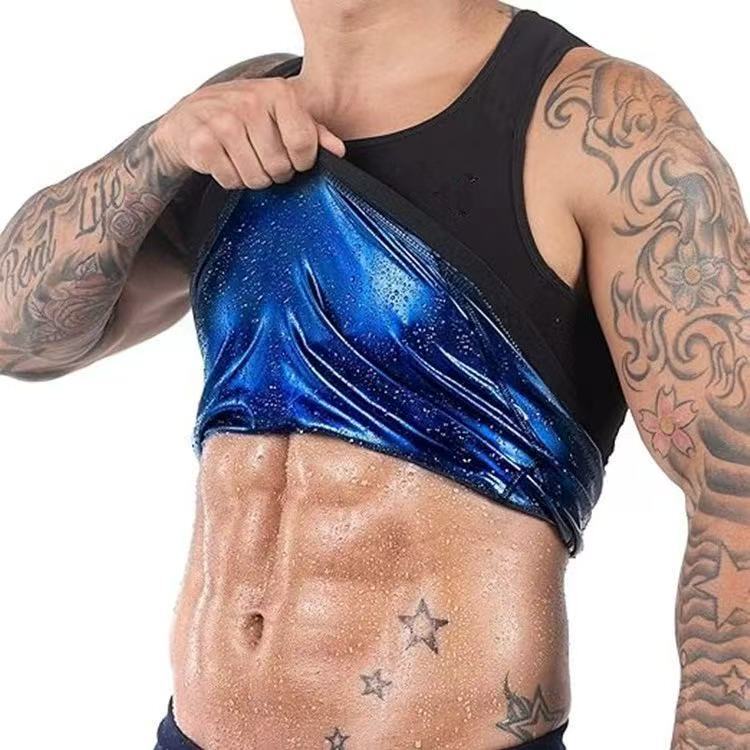 Cross-Border European and American Men's Sports Amazon Fitness Vest Sweat Suit Running Shapewear Camouflage Zipper Sauna Suit