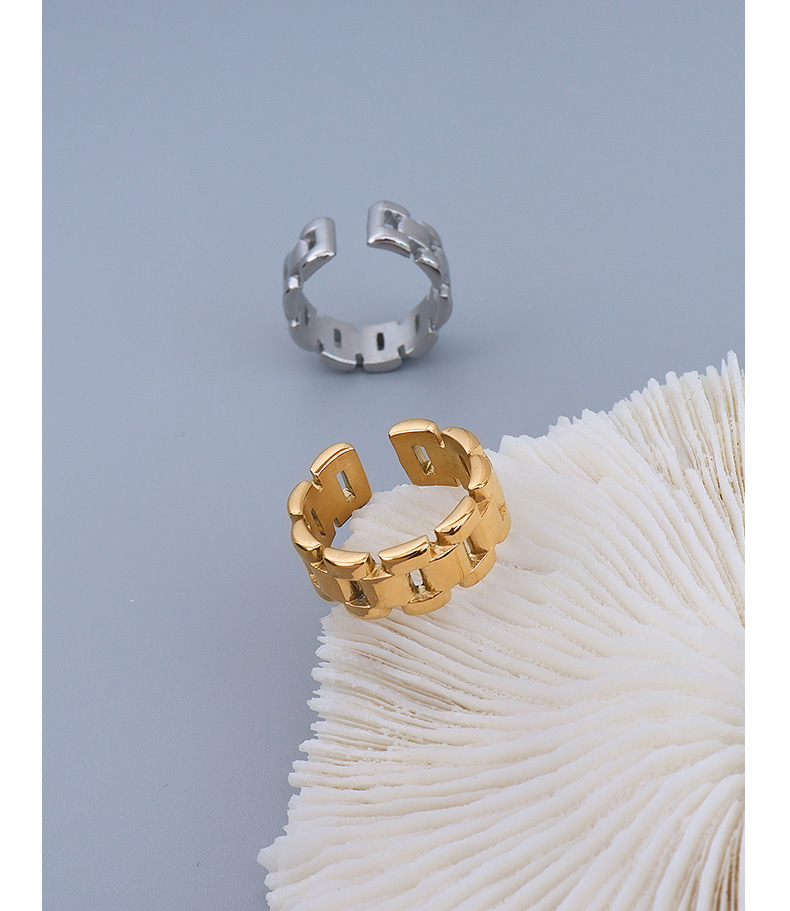 Neue Ins Einfache Modische Textion Schwere Industrie Uhr Kette Stil Ring frauen Finger Ring Titan Stahl Überzogene frauen Schmuck_voghion.com