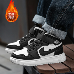 Children's AJ Shoes fleece-lined Cotton Shoes Air Force One High-top Board Shoes Winter Warm Boys' sneaker Trendy Men's Shoes