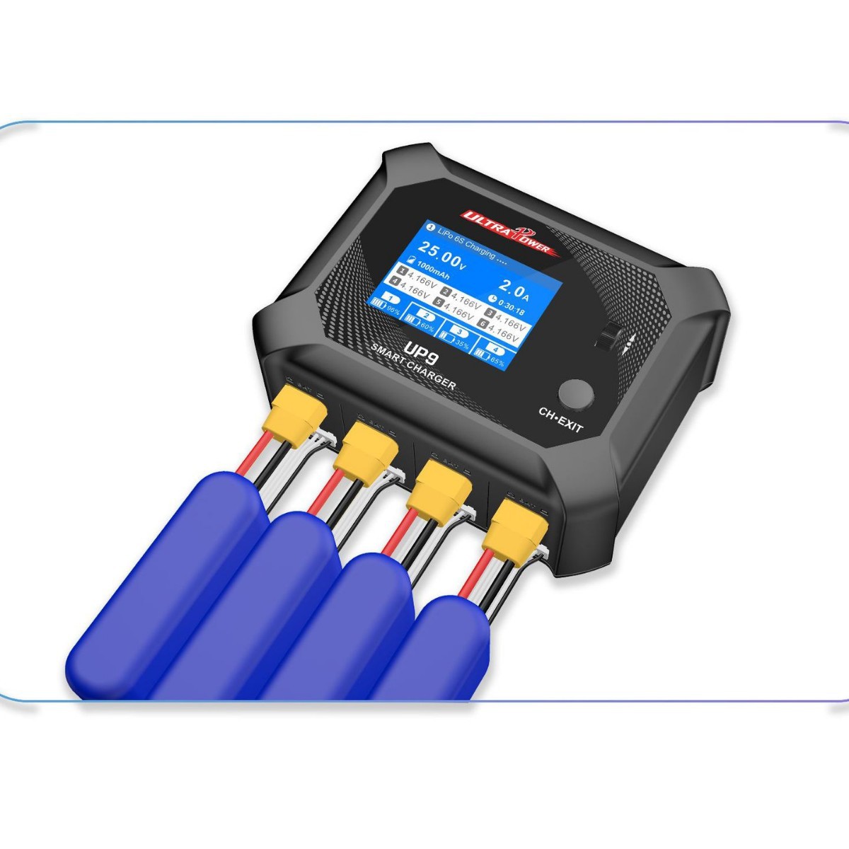 UP9智能充电器四通道快充支持1-6S锂电池遥控车航模无人机平衡充