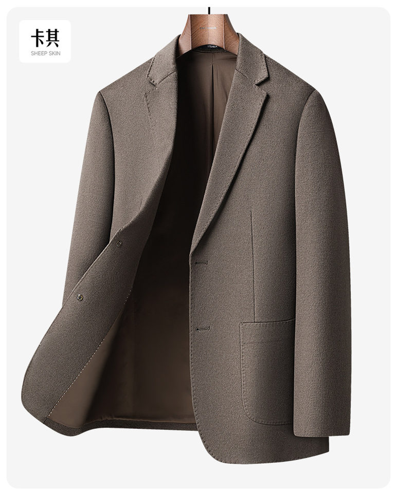 Áo vest nam dáng ôm chất liệu dạ hai mặt pha len và cashmere, tay dài, kiểu mới — Xanh da trờicolor, màu kaki, màu xám, đen chi tiết 21