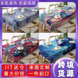 跨境外贸新款卡通动漫防水防油免洗涤纶长方形餐厅摆件桌布餐桌垫
