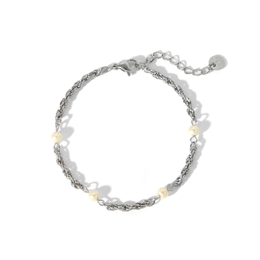 Bracelets Classification 304 Stainless Steel 18K Gold Plated Basic Simple Style Commute Plating Inlay Geometric Artificial Pearls Bracelets