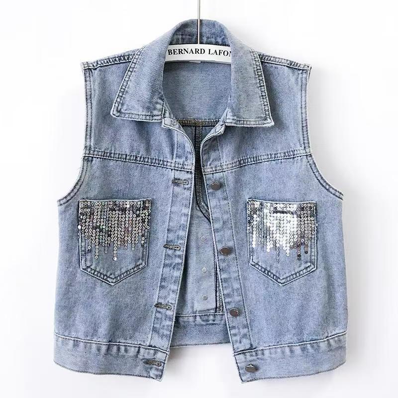 Chaleco de vaquero para mujeres 2025 primavera y otoño nuevo estilo suelto diseño versátil gran chaleco de hombro sin mangas chaqueta image 7