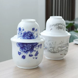 陶瓷温酒壶烫酒壶煮酒加热暖酒分酒器半斤装白黄酒酒具酒杯套装