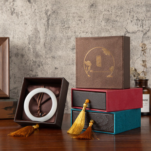 Chinese Style Tassel Heritage Box Gold Jewelry Bracelet Box Antique Gold Bracelet Jewelry Packaging Drawer Box