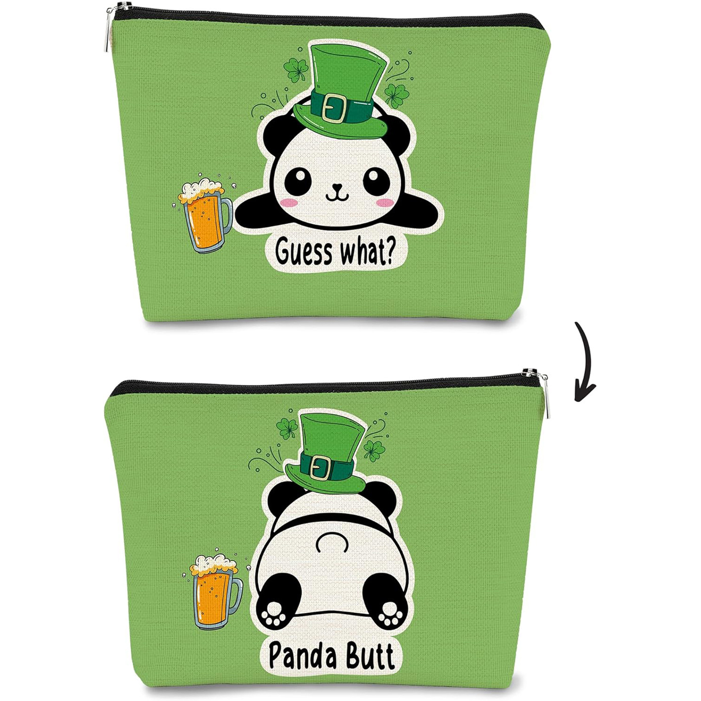 Transfronterizos Amazon brote lindo panda impresión doble cara bolsa de maquillaje bolsa de almacenamiento bolsa de cambio de lino impermeable