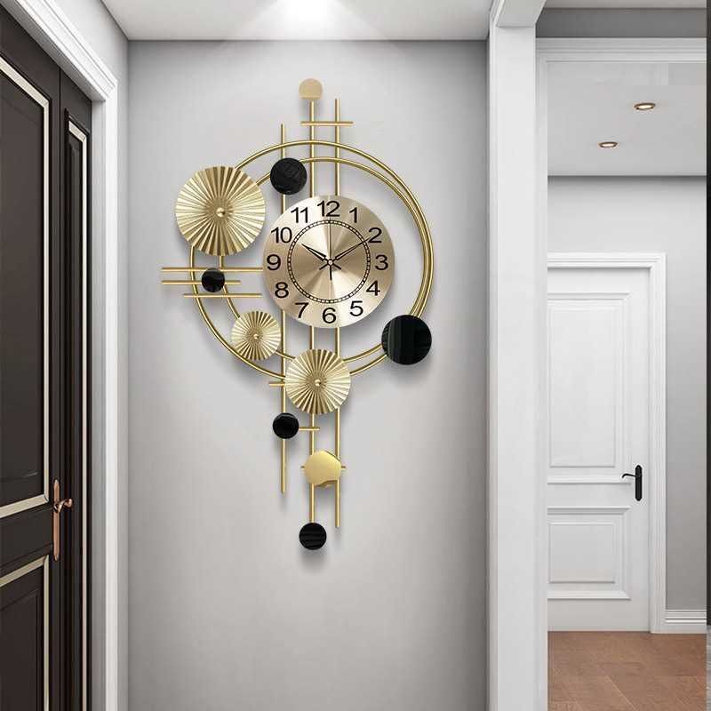 Home Creative Art Living Room Fashion Decorative Clock Light Luxury Wall Hanging Atmospheric Simple Wall Clock Modern Silent Clock