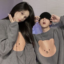 情侣款睡衣秋冬季男女可爱卡通小熊甜美珊瑚绒睡衣外穿家居服套装