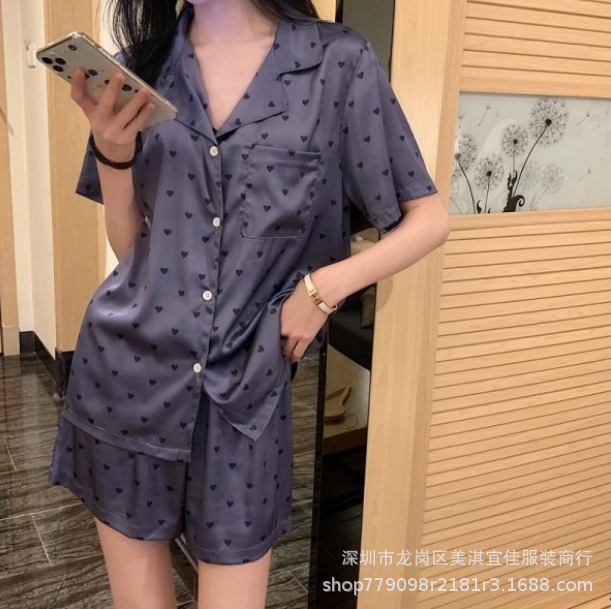 [하이 퀄리티 아이스 실크] 퍼플 러브 반팔 반바지