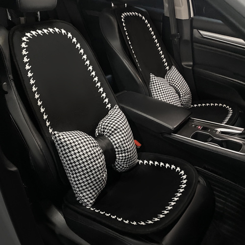 Car seat cushion winter plush rear single piece four-season universal seat cushion cover small waist three-piece set Internet celebrity goddess style