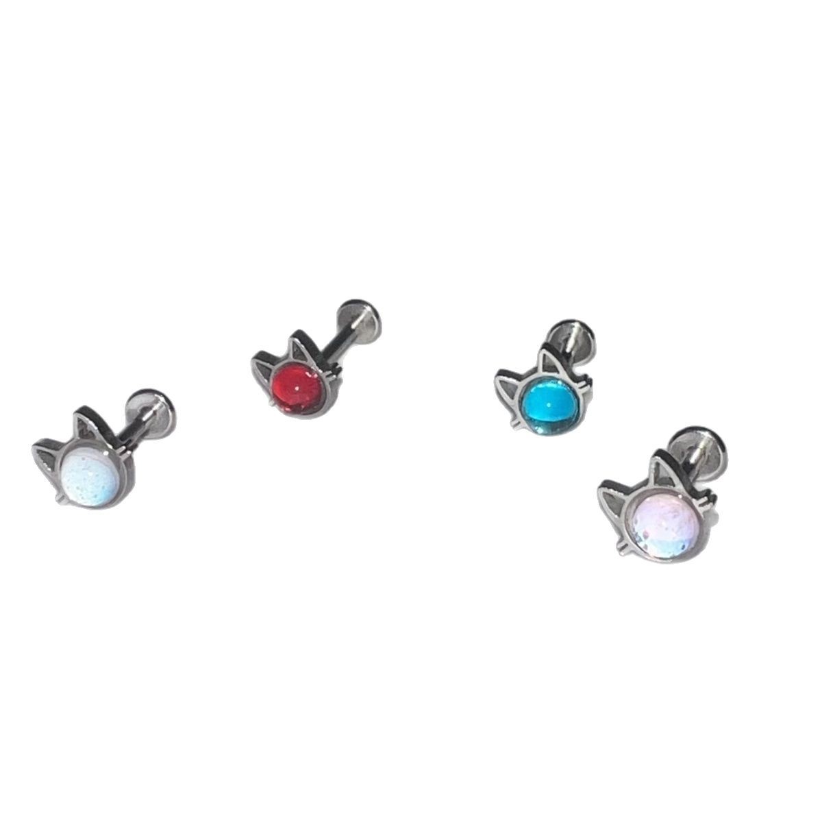 Piercings de cartilagem para lábio e orelha em formato de gato, aço titânio laqueado brilhante, acessórios para piercing transfronteiriços europeu-americano, Yiwu_voghion.com