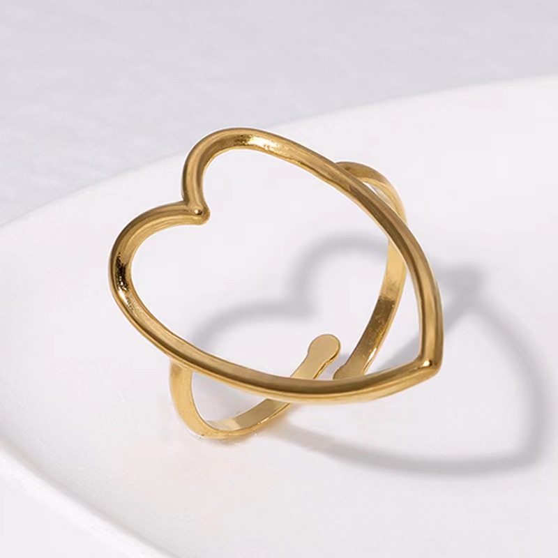 Women's Gender Simple Style Irregular Heart Shape Solid Color Titanium Steel Plating Open Rings
