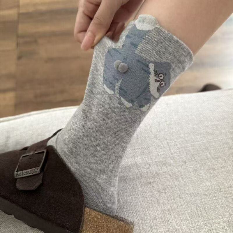 诸暨袜子猫猫蛋蛋中筒袜女可爱秋季新款袜子女趣味搞怪长筒袜批发|undefined