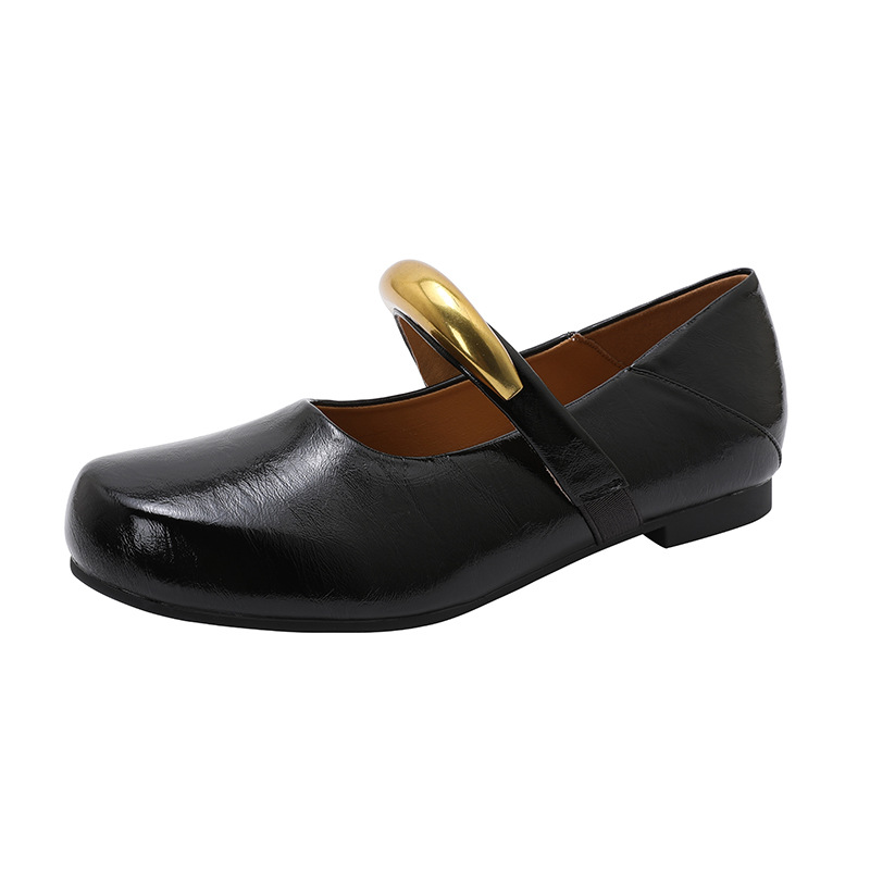 Fashionable French-style Mary Jane With A Buckle And Round Toe For Women, 2026 New Versatile Shallow Soft Leather Flat_vogvips.com