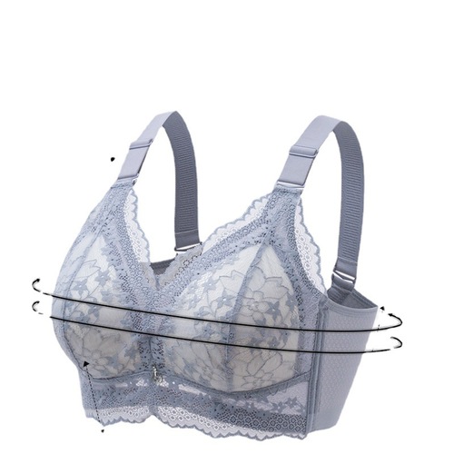 Side-retracting full-cup bra for large breasts showing small size, thin wire-free underwear for women, anti-sagging, accessory breast-retracting adjustable bra