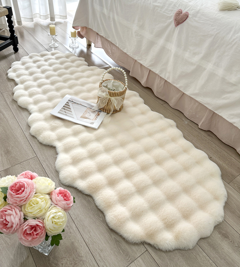Imitation Rabbit Fur Bedroom Bedside Carpet Girl's Bedside Bubble Plush Floor Mat Bay Window Mat Living Room Coffee Table Sofa Cushion