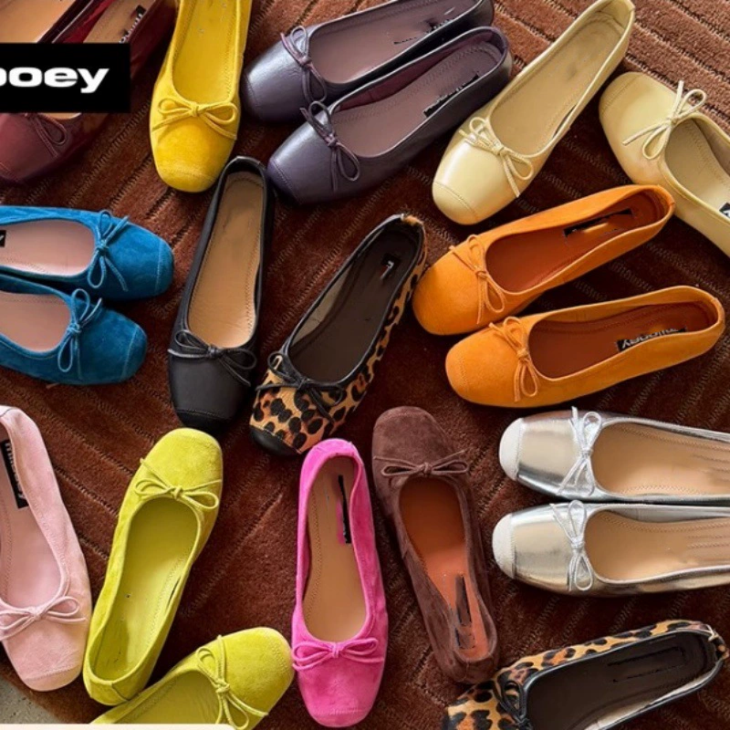 Балетки с плоским бантом во французском стиле, женские туфли без шнуровки на мягкой подошве, туфли для родителей и детей из натуральной кожи, туфли на плоской подошве, кожаные туфли.