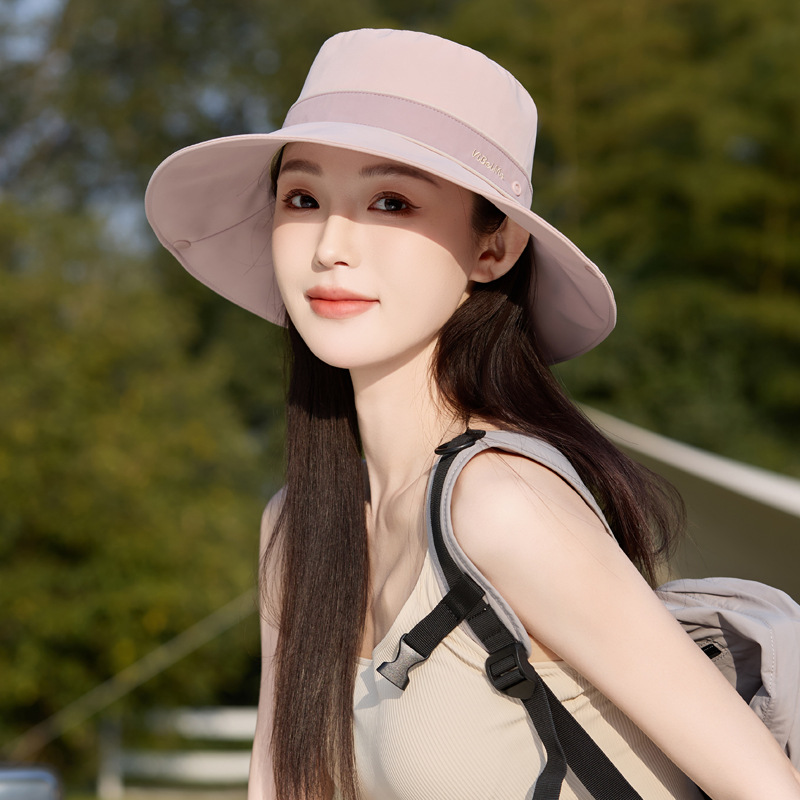 Sombrero de sombrero para mujeres nuevo sombrero de verano sombrero de sombrero de sombrero a prueba de viento cuerda de tirado sombrero para mujeres anti-UV secado rápido plegable