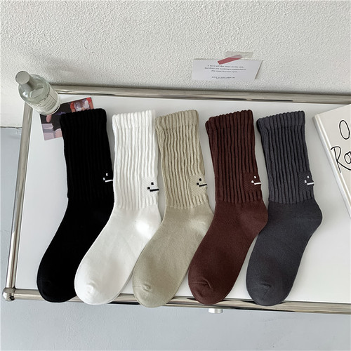 Socks for Women, Followed by Embroidered Smiling Face Crew Socks for Men, Boneless Socks, Bunchy Socks, Basketball Long Socks