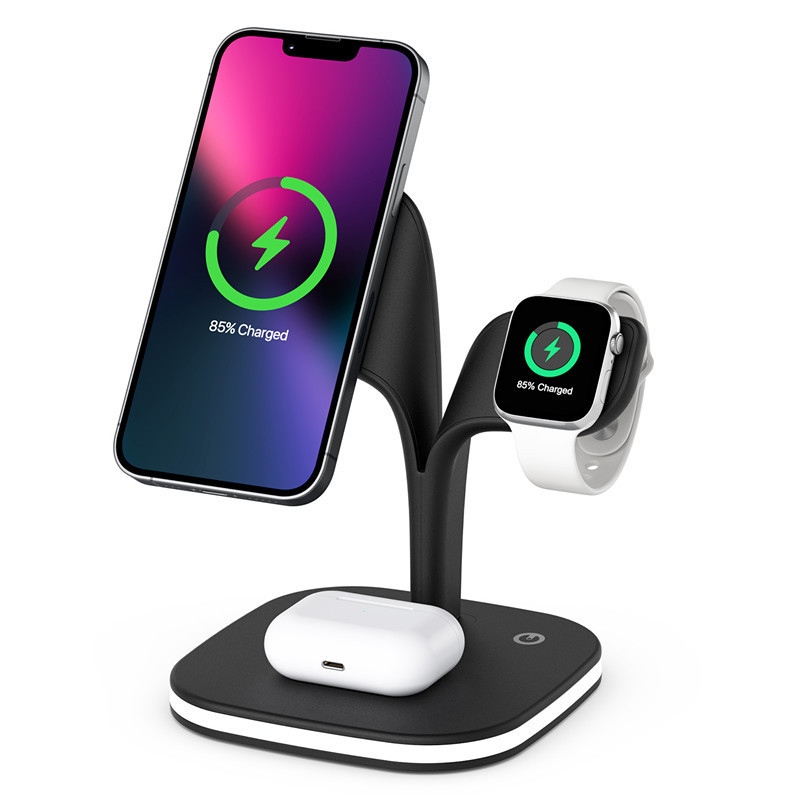 Amazon products all-in-one magnetic wireless charger with light charger, mobile phone charging stand base in stock