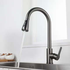 304 stainless steel gun grey pull-out sink faucet kitchen sink dishwashing pull-out cold and hot water faucet