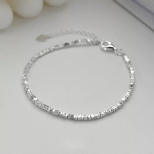 999 Foot Silver Broken Silver Several Two Sheds of Sterling Silver Bracelet Female Niche Design Ins Style High-end Light Luxury Geometric Bracelet Gift