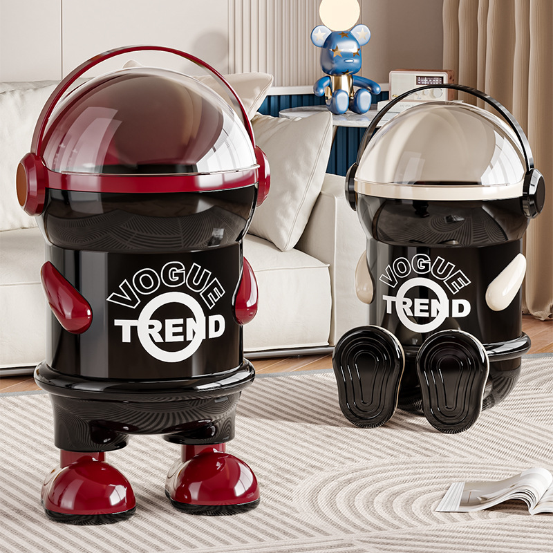 Astronaut Trash Can for Home Living Room, Light Luxury High-End 2025, High-Value Creative Bedroom Large Capacity with Lid Wastebasket