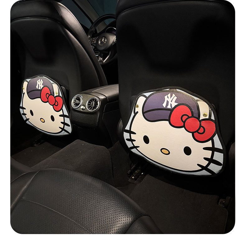 Hatted Kitty Car Seat Back Anti-Kick Pad Women's Cute Car Leather Seat Back Anti-Stain Pad Cartoon Pad