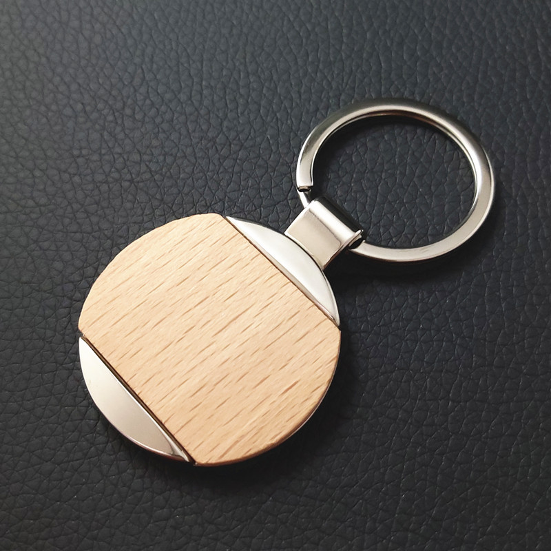 30g Weight Retro Classic Style Round Rectangle Wood Unisex Bag Pendant Keychain