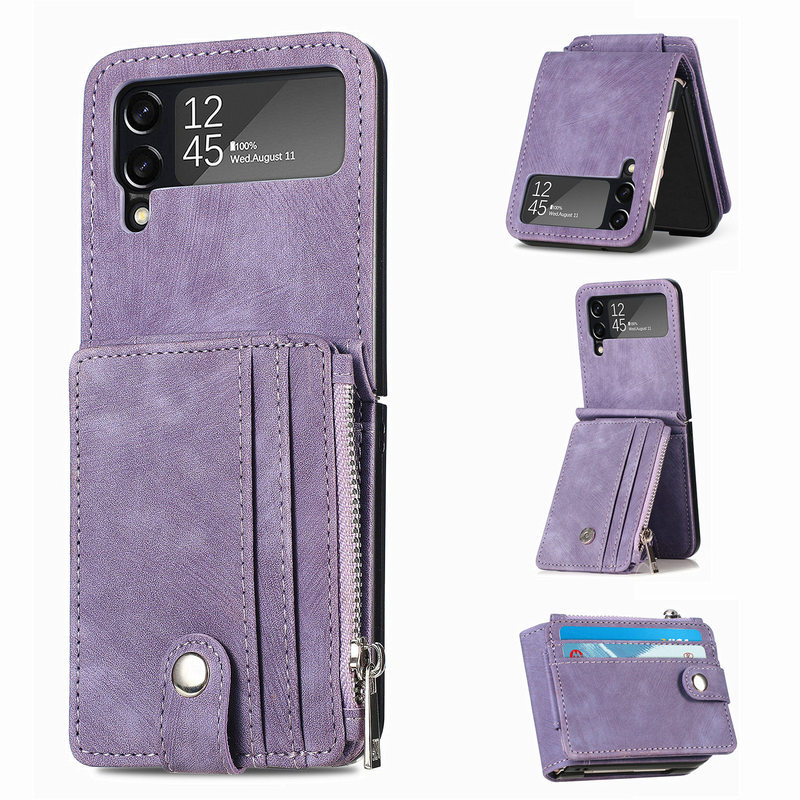 Applicable to Samsung Galaxy Z Flip4 folding phone case zipper card holder Z Flip3 flip cover