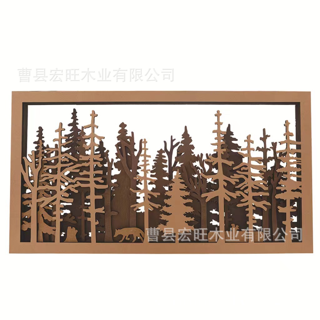 Transfronterizo estación independiente nuevo bosque de madera zorro pared arte bosque madera decorativo colgante de pared