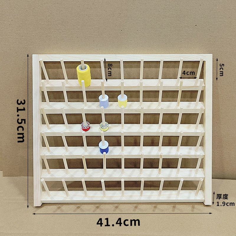 Soporte de eje de alambre de pared más hilo de coser de madera de pino largo Soporte de cable de almacenamiento de alambre con núcleo de lanzadera Soporte de peluca de llave Soporte de grupo de alambre de madera