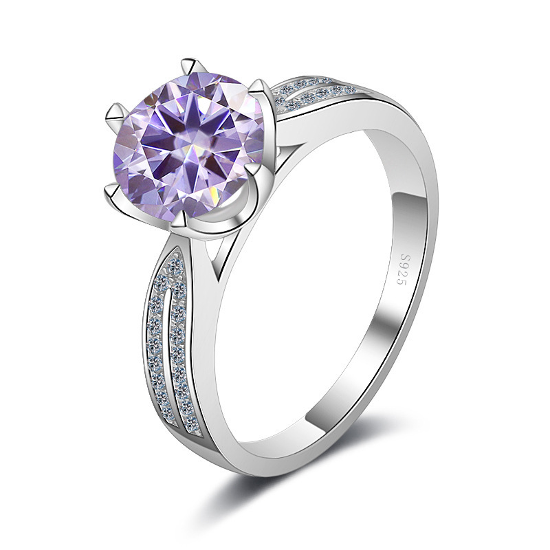 Anillo rojo de siete colores super brillante de moissanita ligero de lujo de plata esterlina de moissanita de 12 quilates anillo de diamantes de simulación