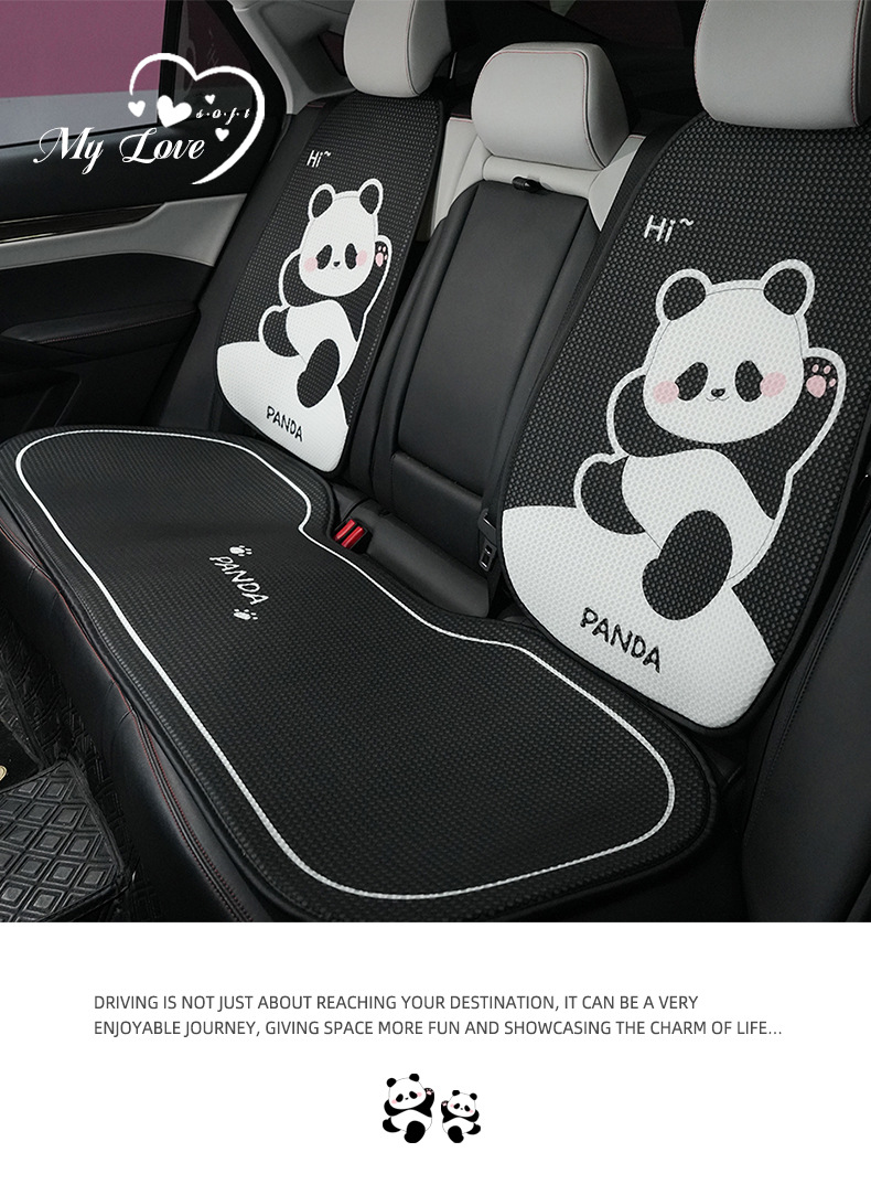 Cute Panda Car Seat Cushion, High-End and Comfortable Car Seat Cushion, Universal Cartoon Car Single-Piece Seat Cover for All Seasons