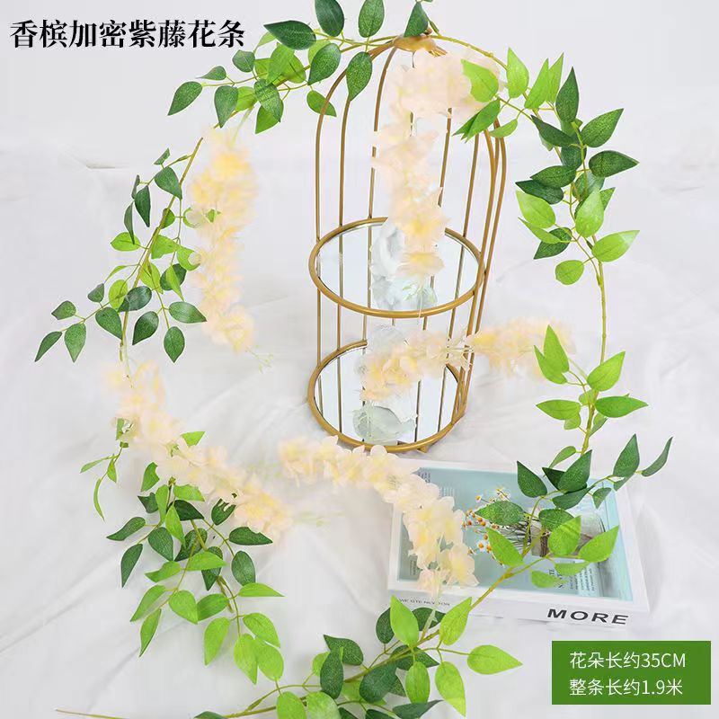 紫藤花造花藤条装飾花巻き吊り花プラスチック花藤蔓串花植物パイプは花を遮る|undefined