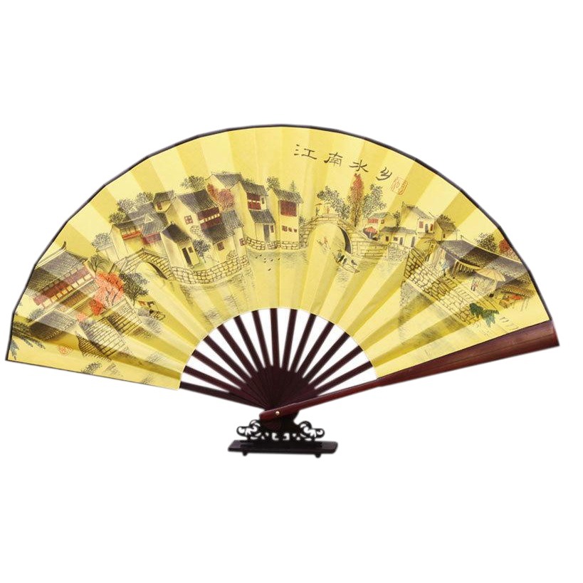 Fuente fabricante bambú artesanía ventilador dos verde 10 pulgadas imitación Rosewood tela de seda hombres ventilador regalo publicidad impresión ventilador venta al por mayor